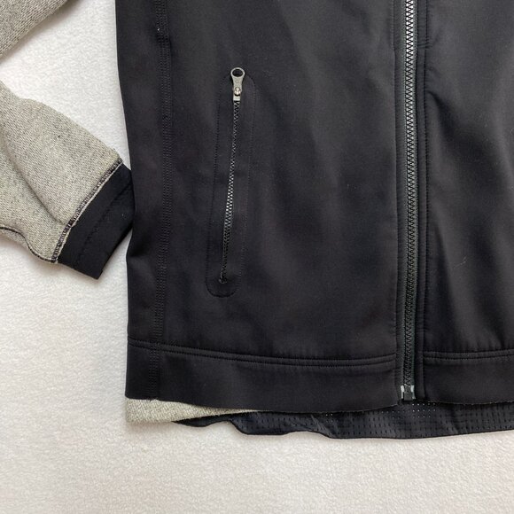 Lululemon Var-City Bomber Jacket Womens 6Black Gray Baseball Stitching Neoprene - Picture 4 of 15